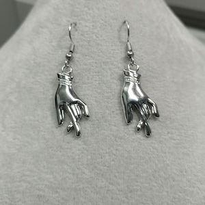 Hand Earrings Non-tarnish Surgical Stainless-Steel Hook Earrings Hand Pendant Non-tarnish Stainless-Steel Hand Charm Earrings Silver Hand