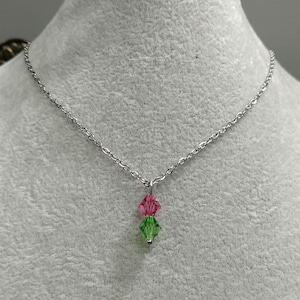 Wicked Necklace Czech Crystal Glinda Pink Crystal Elphaba Green Crystal Necklace Stainless-Steel Chain Czech Crystals Pendant Charm Necklace