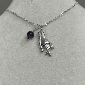 Gemstone Hand Necklace Non-tarnish Stainless-Steel Chain Natural Amethyst Gem Non-tarnish Stainless-Steel Hand Pendant Hand Charm Necklace