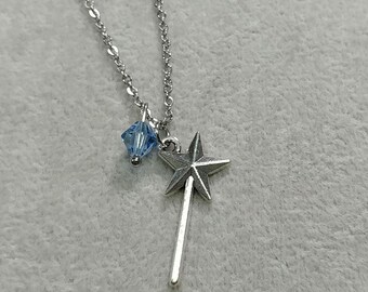 Naszyjnik Wicked Musical Czeski kryształ Glinda Wand Niebieski kryształowy naszyjnik Łańcuszek ze stali nierdzewnej Czeski kryształowy naszyjnik z zawieszkami Naszyjnik Glinda