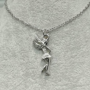 Silver Fairy Necklace, Whimsical Pixie Pendant, Woodland Elf Fairycore Jewelry, Hypoallergenic Stainless-Steel Chain