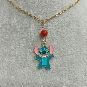 Edelstein Halskette Natürlicher Roter Karneol 18k Vergoldete Edelstahlkette Stitch Anhänger Stitch Halskette Stitch Charm Necklace 626 Day