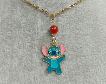 Collar de piedras preciosas con cornalina roja natural, cadena de acero inoxidable chapada en oro de 18 quilates, colgante de puntada, collar con dije de puntada, 626 días