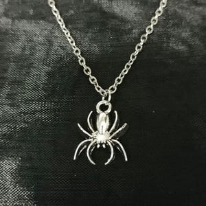 Spider Necklace Non-tarnish Stainless-Steel Chain Necklace Spider Pendant Silver Spider Charm Necklace Nevermore Spider Necklace Unisex
