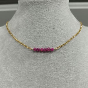 Ruby Necklace Natural Ruby Gemstone 18k Gold Plated Stainless-Steel Natural Ruby Gemstone Necklace July Birthstone Necklace Red Ruby Jewelry
