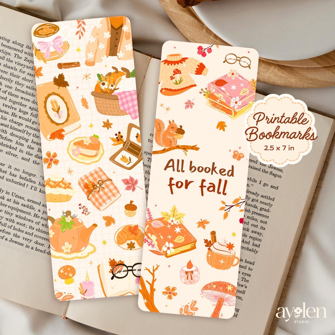 Cozy Autumn Printable Bookmarks, Cottagecore Fall Bookish Reading Gift ...