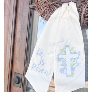 Spring and Easter Wreath Sash/ He Is Risen With Cross Design/Easter Home Decor/Wreath Sash for Spring or Easter image 7