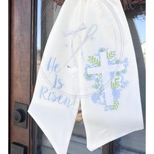 Spring and Easter Wreath Sash/ He Is Risen With Cross Design/Easter Home Decor/Wreath Sash for Spring or Easter image 9