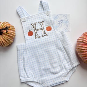 Baby Boys Fall Outfit/Boys Bubble Romper/Embroidered Boys Fall Bubble/Personalized Bubble Outfit for Toddler Boys/Baby BoysMonogrammedOutfit