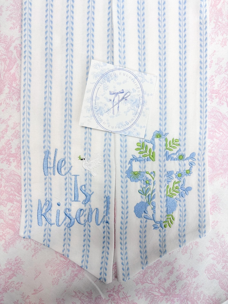 Spring and Easter Wreath Sash/ He Is Risen With Cross Design/Easter Home Decor/Wreath Sash for Spring or Easter image 6
