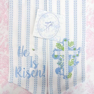 Spring and Easter Wreath Sash/ He Is Risen With Cross Design/Easter Home Decor/Wreath Sash for Spring or Easter image 3