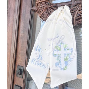 Spring and Easter Wreath Sash/ He Is Risen With Cross Design/Easter Home Decor/Wreath Sash for Spring or Easter image 11