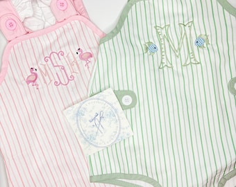 Personalized Baby Bubble Romper for Summer - Monogramed Outfit - Custom Baby Gift - Boy or Girl