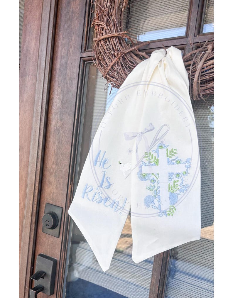 Spring and Easter Wreath Sash/ He Is Risen With Cross Design/Easter Home Decor/Wreath Sash for Spring or Easter image 16