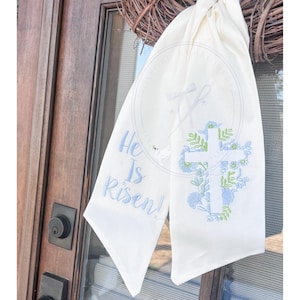 Spring and Easter Wreath Sash/ He Is Risen With Cross Design/Easter Home Decor/Wreath Sash for Spring or Easter image 8