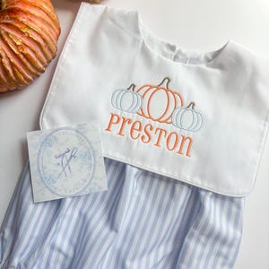 Boys Fall Bubble Romper/Embroidered Baby Boys Outfit/Pumpkin Design Outfit/Personalized Baby and Toddler Boys Outfit for Fall/Halloween