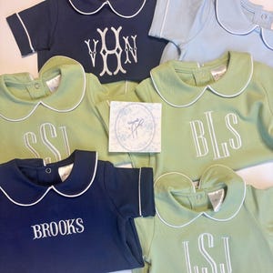 Mameluco burbuja para niño con monograma / Mameluco burbuja para bebé niño con iniciales / Conjunto para bebé y niño pequeño con iniciales o nombre / Conjunto para bebé niño