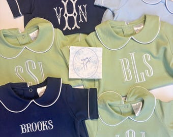Monogramed Boys Bubble Romper/Initial Baby Boys Bubble Romper/Baby and Toddler Boys Outfit with Initials or Name/Outfit For Baby Boys