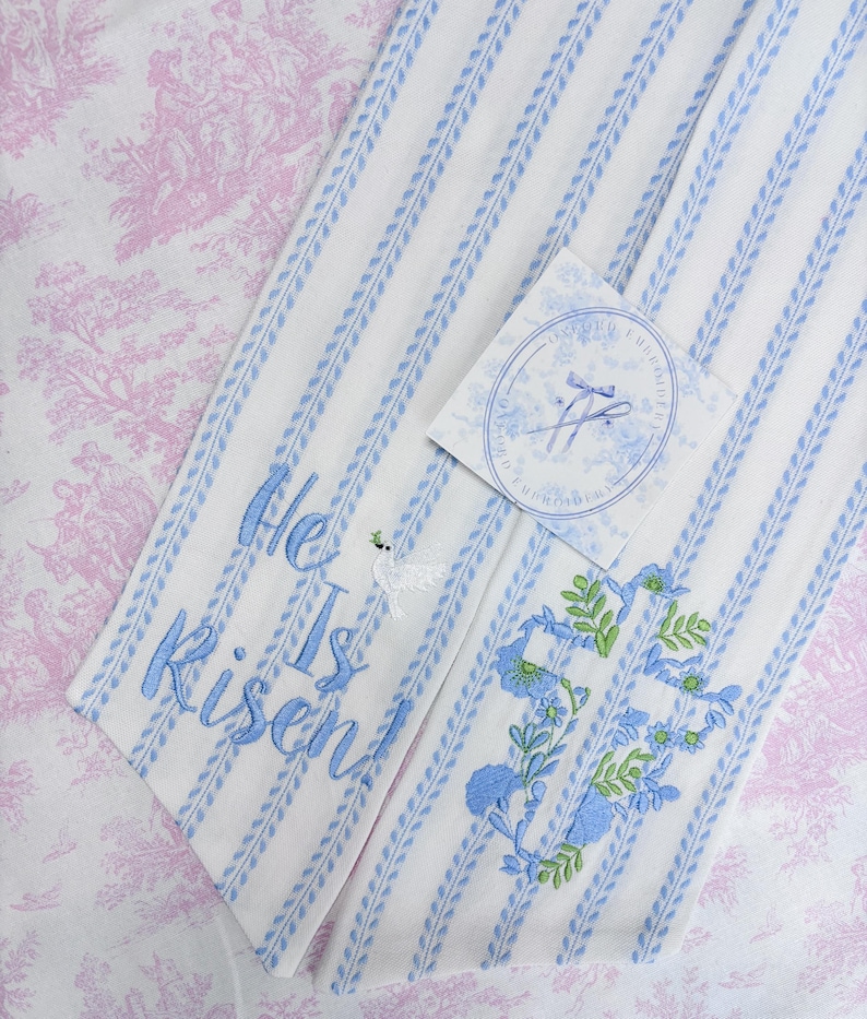 Spring and Easter Wreath Sash/ He Is Risen With Cross Design/Easter Home Decor/Wreath Sash for Spring or Easter image 5