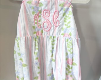 Floral Baby Bubble Outfit, Vintage Style Woven Cotton