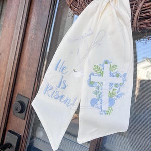 Spring and Easter Wreath Sash/ He Is Risen With Cross Design/Easter Home Decor/Wreath Sash for Spring or Easter image 13