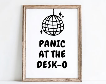 Panic At The Desko Print, Funny Office Cubicle Decor, Wall Art, Funny Desk Accessory, Home Office Prints, Mental Health Digital Art Print