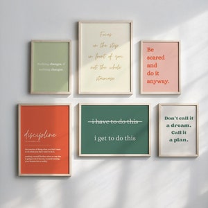 Motivational Quotes Print Set, Inspirational Quote for Motivation Office Prints, Success Quotes for Home Office Decor, Inspiration Wall Art