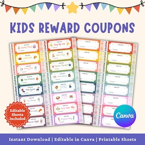 Kids Printable Reward Coupons, Editable Reward Tickets for Kids, Fun Behavior Incentives, Children Good Behavior, Positive Reinforcement