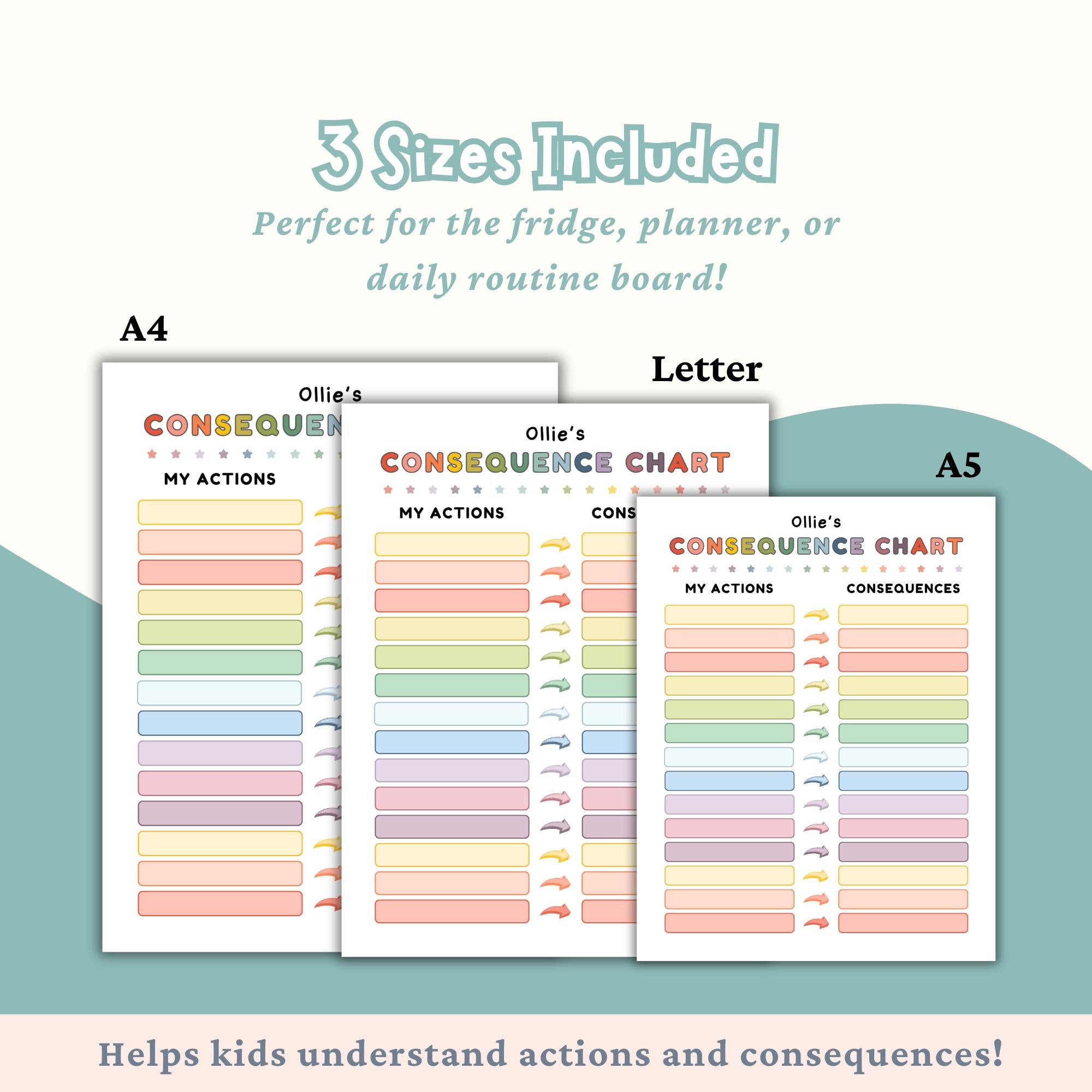 Kids Consequence Chart Printable, Child Behavior Management Discipline ...