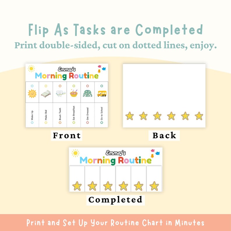 Morning Task Chart Printable Editable Kids Routine Charts Morning Afternoon Nighttime, Printable ...
