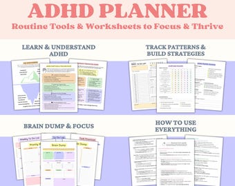 ADHD Planner Printables, Brain Dump Focus Tools for Adults, Editable To Do Lists, Executive Function, Organization, Neurodivergent Student
