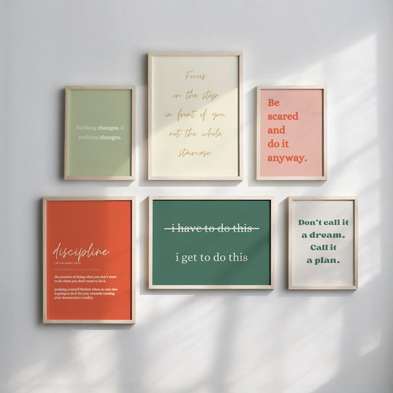 Motivational Quotes Print Set, Inspirational Quote for Motivation Office Prints, Success Quotes for Home Office Decor, Inspiration Wall Art