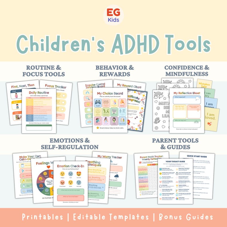 Children ADHD Tools, Kid Routine Charts, Self-regulation Printables ...