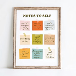 Notes To Self Motivational Quotes Print, Inspirational Artwork, Motivation Printable Art, Mental Health Poster Office Decor Digital Download
