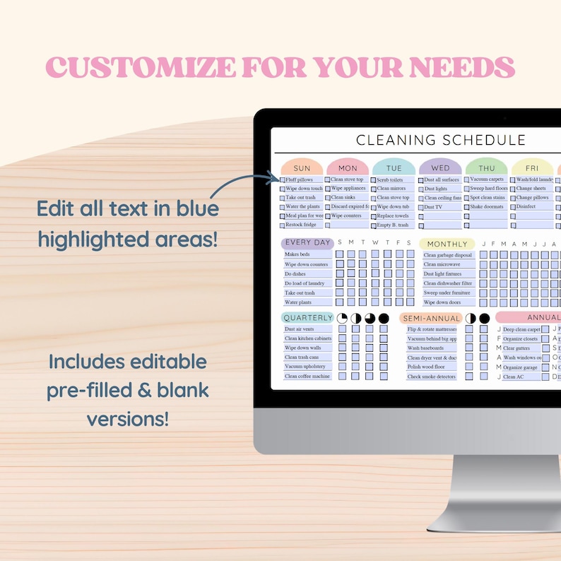Editable Cleaning Planner, Printable Chore Chart Schedule, Daily Weekly ...