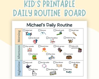 Kids Daily Routine Chart Editable, Morning Afternoon Evening Schedule ...