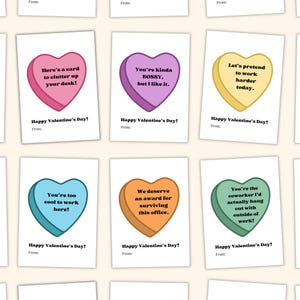 Cartes de Saint-Valentin pour collègue drôles, cartes de Saint-Valentin sur le lieu de travail, cartes d'humour de bureau, Saint-Valentin, travail pour collègues, Saint-Valentin à imprimer