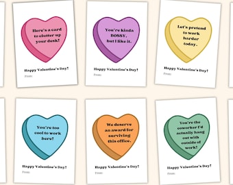 Funny Coworker Valentines Cards, Workplace Valentine Cards Office Valentine's Day Party Work Humor Cards for Coworkers, Printable Valentines