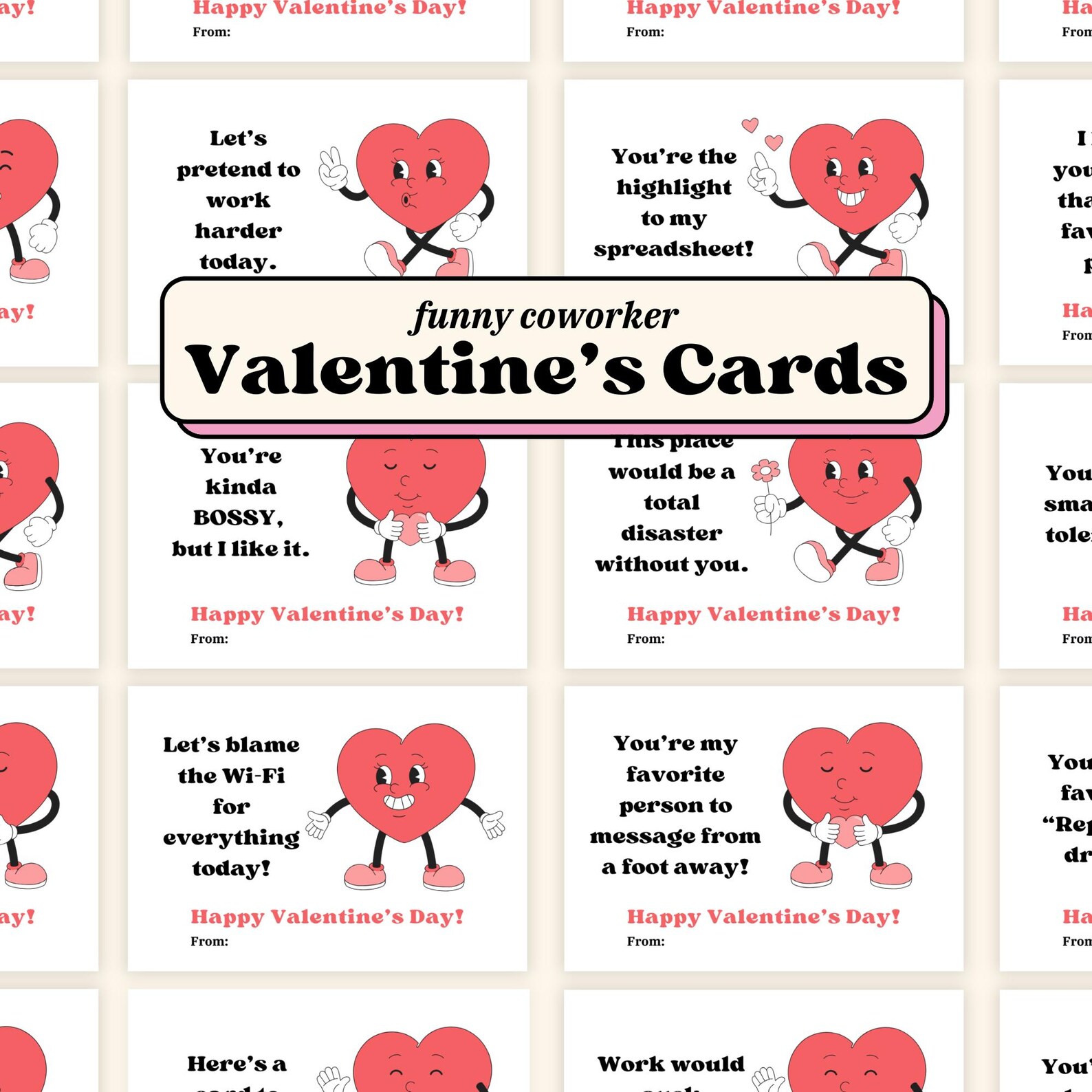 Funny Valentines Cards for Coworkers, Work Valentine Card for Boss ...
