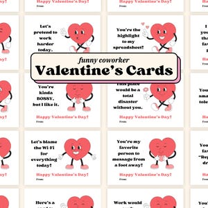 Cartes de Saint-Valentin drôles pour collègues, carte de Saint-Valentin de travail pour patron, étiquettes-cadeaux imprimables de Saint-Valentin pour employés, fête de bureau de la Saint-Valentin