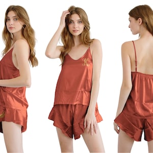 Conjunto de pijama de camisola para dama de honor, fiesta nupcial, regalos de propuesta de dama de honor, conjunto de pijama de dama de honor de boda, conjunto de camisola de satén para dama de honor