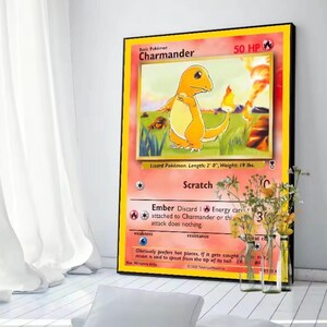 Pokemon Inspired Evolution Poster Charmander Poster | Wall Art | Gaming Room Decor | Anime Collector Gift |