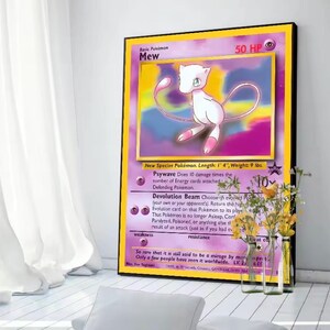 Pokemon Inspired Evolution Poster Mew Poster | Charizard Venusaur Blastoise Wall Art | Gaming Room Decor | Anime Collector Gift |