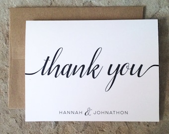 Personalized Thank You Cards - Wedding Graduation All occassion Thank You Notes - Black and White Thank Yous - set of 10+