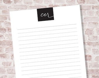 Personalized Monogram Lined Notepad, Custom Stationery