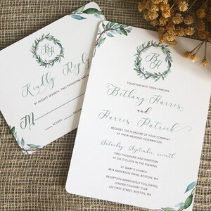 Greenery Wedding Invitation, Garden Wedding Invitation Set, Elegant Wedding Invitations, Printed Invitations