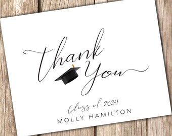 Thank You Graduation Folded Cards - Class of 2024 | Personalized