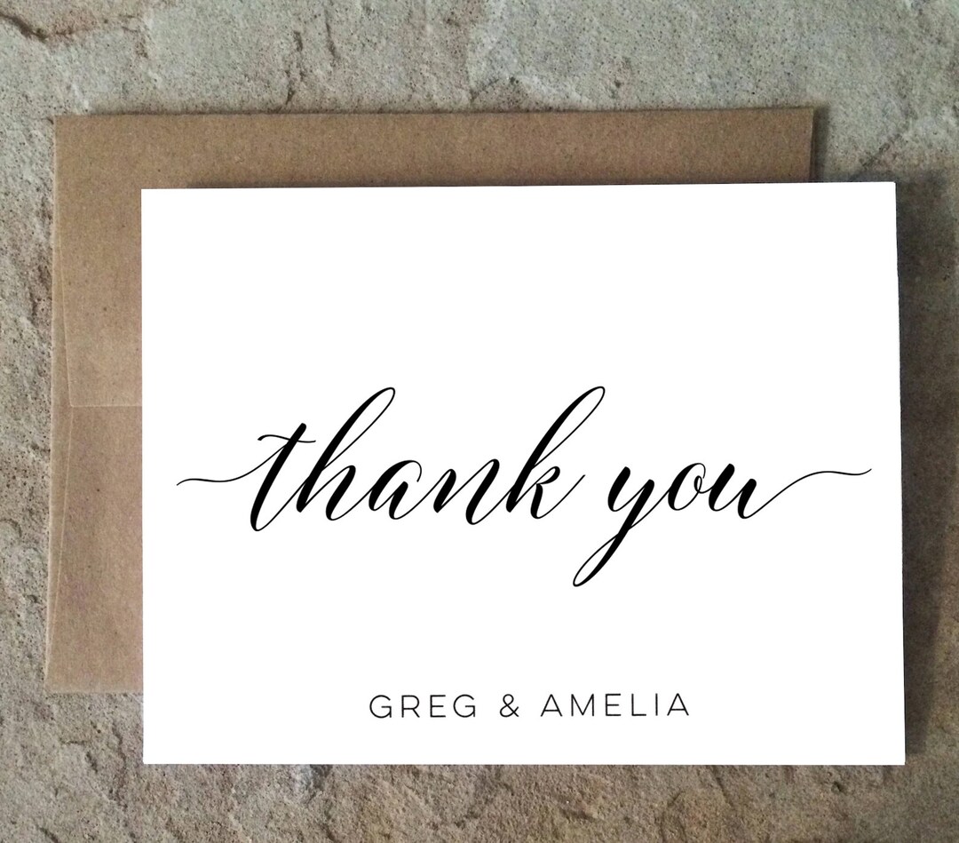 Personalized Wedding Thank You Cards - Black and White Script - Etsy