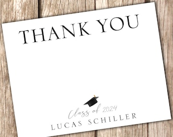 Thank You Graduation Flat Note Cards - Class of 2024 | Personalized