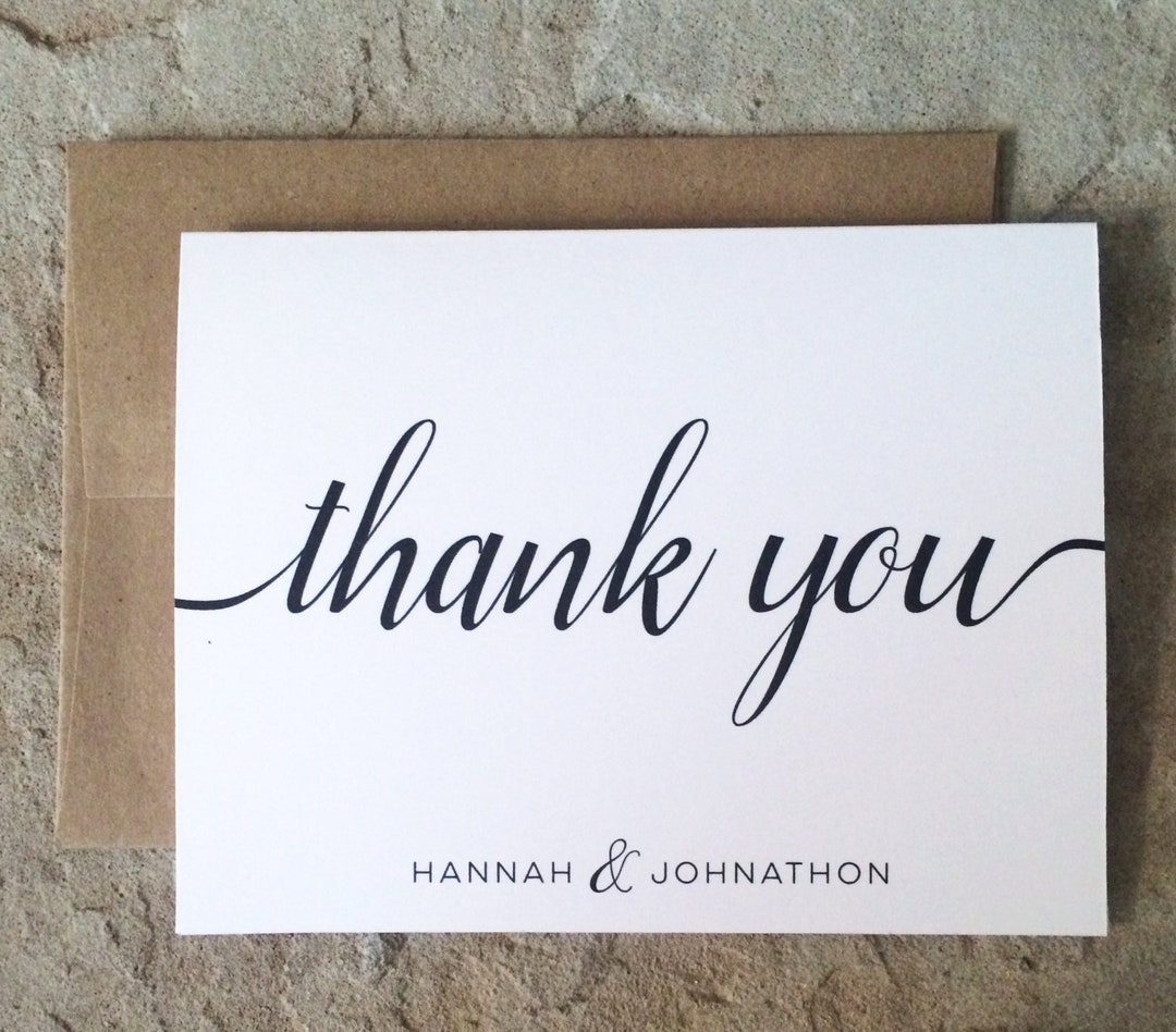 Personalized Thank You Cards – Modern Script, Black and White (set of ...